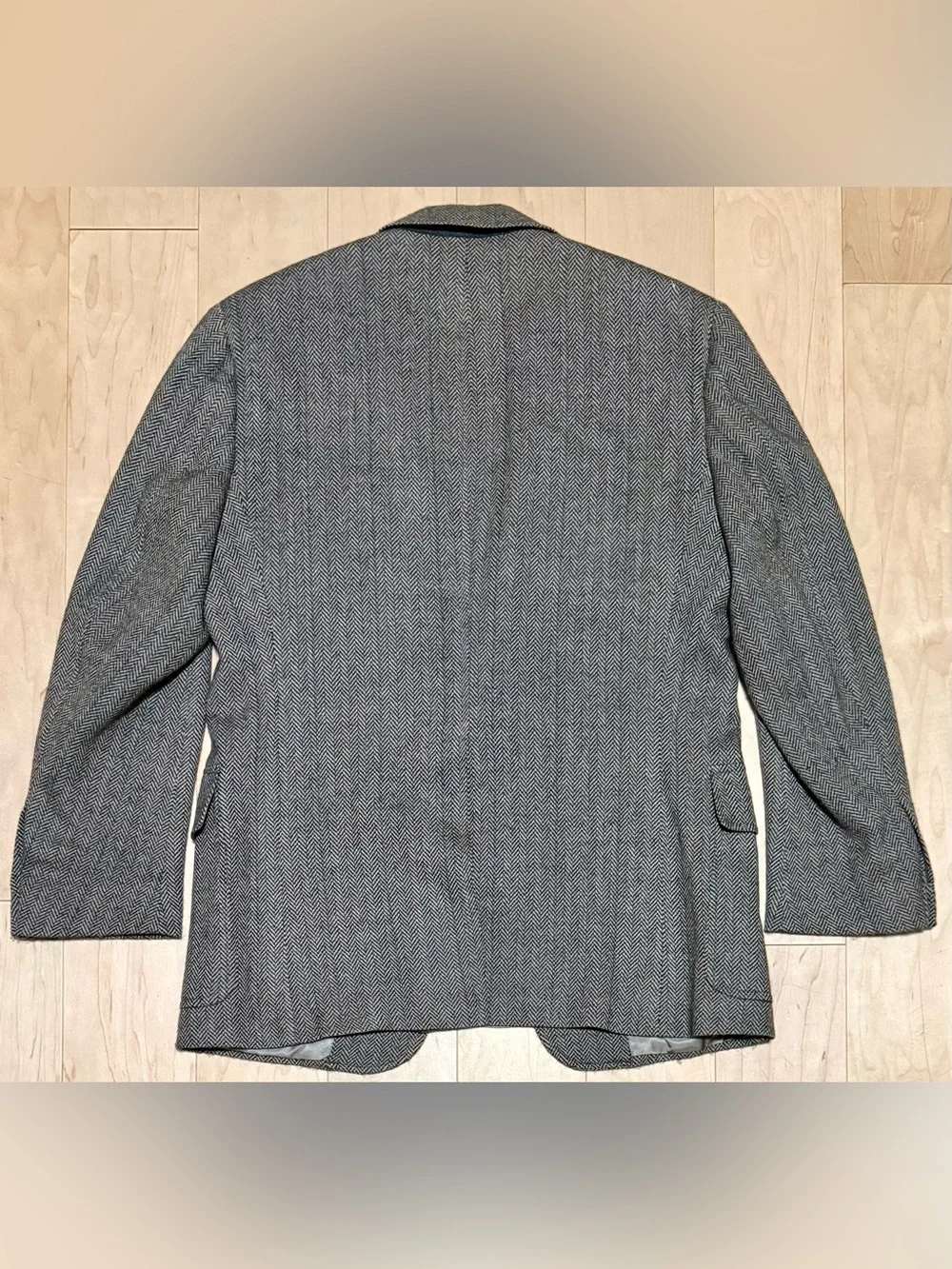 VTG Polo Ralph Lauren Tweed Blazer Patch Pocket Throat Latch Herringbone USA 42R
